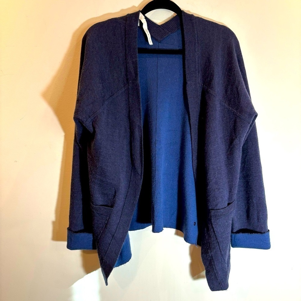 LULULEMON Sz 10  Merino Wool Open Front Cascade Style Long Sleeve Cardigan